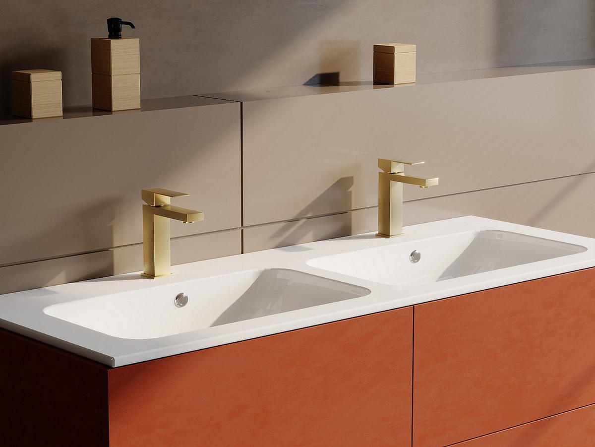 WASCHTISCHARMATUR - 15.3 cm x 4.9 cm - metall - goldfarben Canilas - Goldfarben, Metall (15.3/17.8/4.9cm) - Vente-Unique
