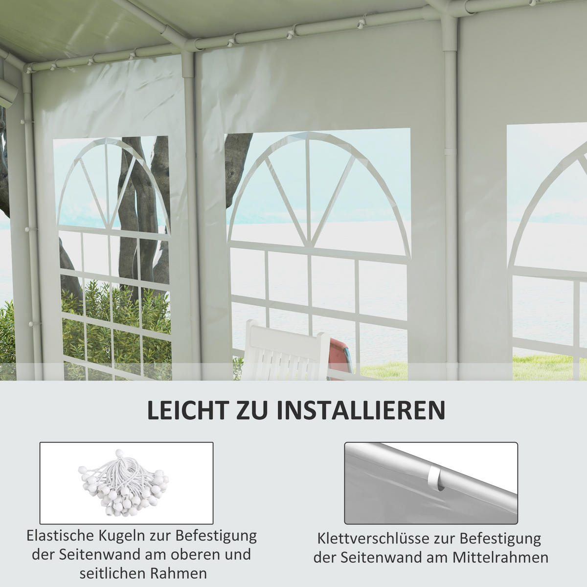 SEITENWAND für Pavillon Kunststoff Weiß - Weiß, Kunststoff (0.01/200/597cm) - Outsunny