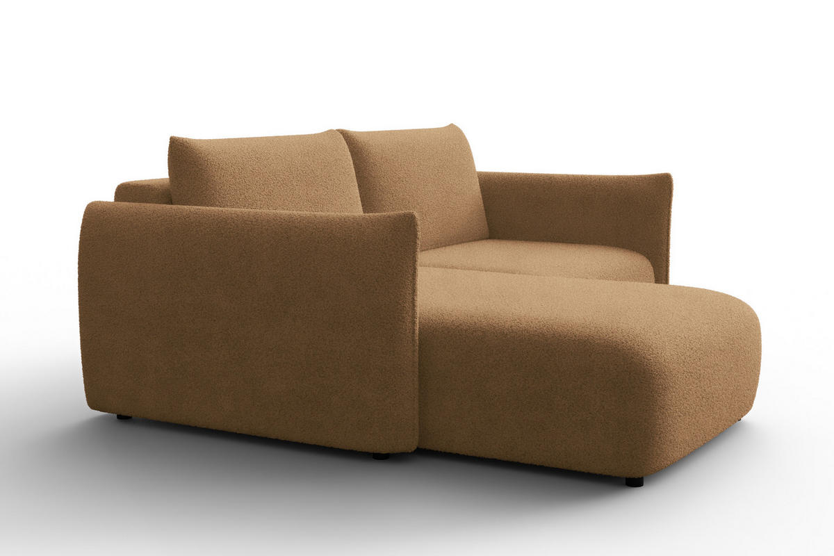 ECKSOFA TAUER 3-Sitzer LINKS, Bouclé-Stoff braun - Schwarz/Braun, Holz/Textil (173/206cm) - Courtois Laville