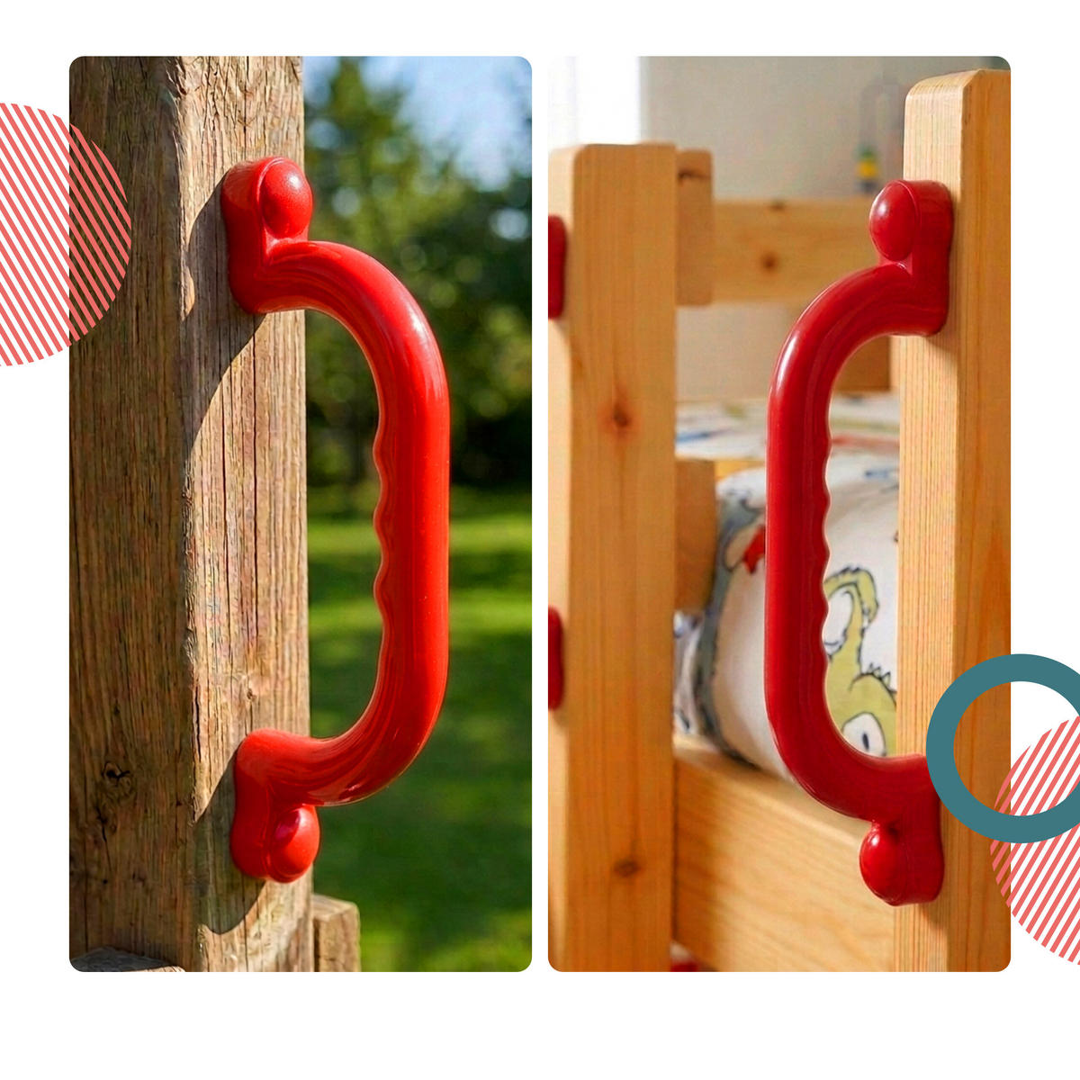 ÚCHYTY Červená 4-dielna-sada PE plast 24 cm - červená, plast (3/24/7cm) - Relaxdays