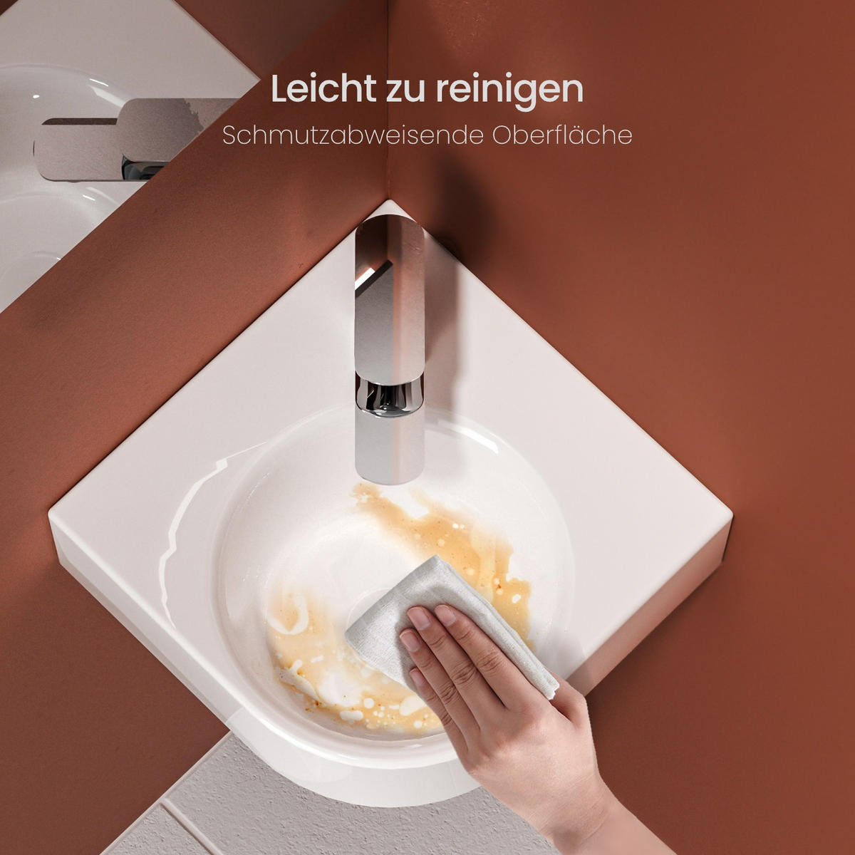 WASCHBECKEN Wandmontage Weiß Glänzend 44 / 38,5 / 15,5 cm - Weiß, Keramik (38.5/15.5/44cm) - EMKE