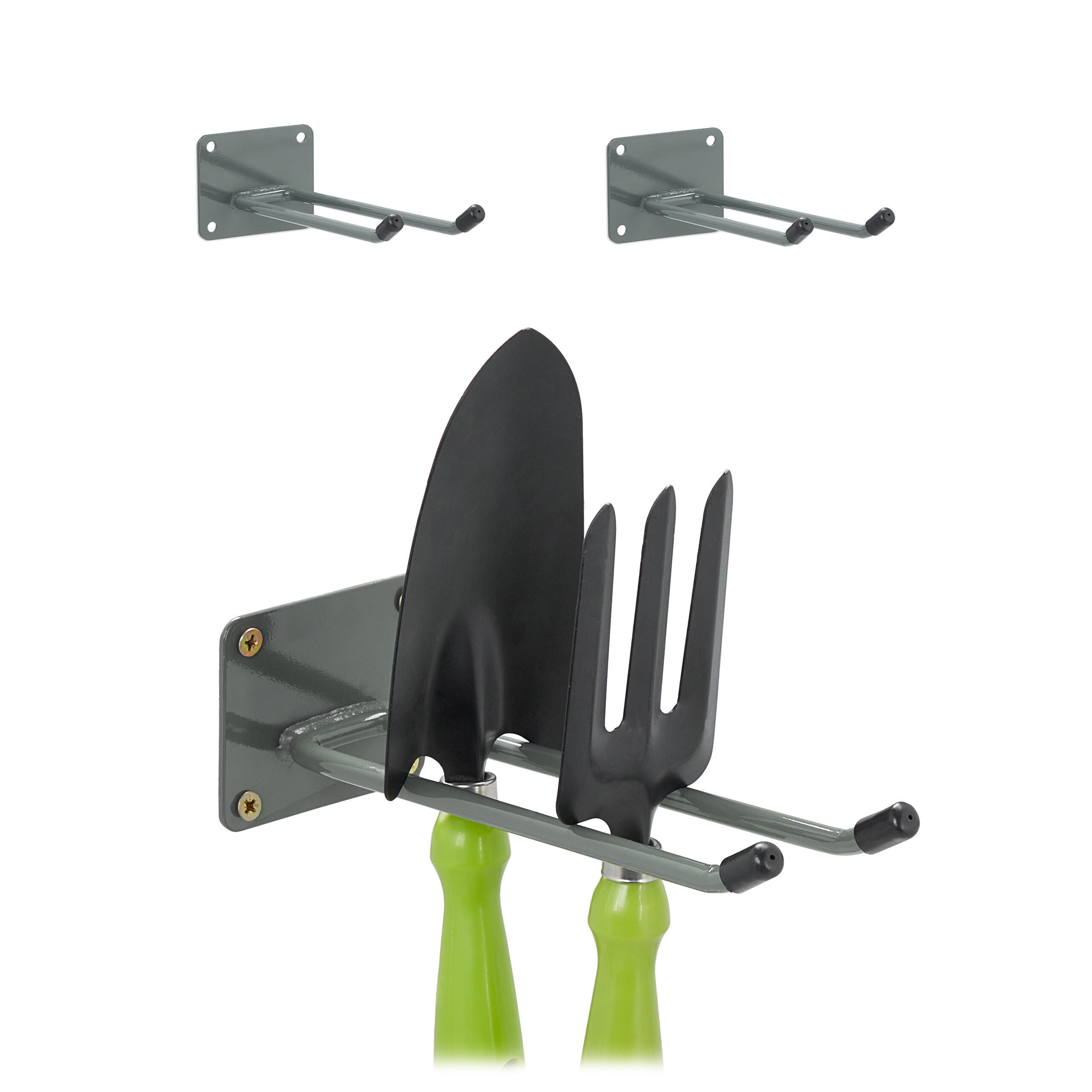 3XWANDHAKEN - Anthrazit, Kunststoff/Metall (9/7.5/24cm) - Relaxdays