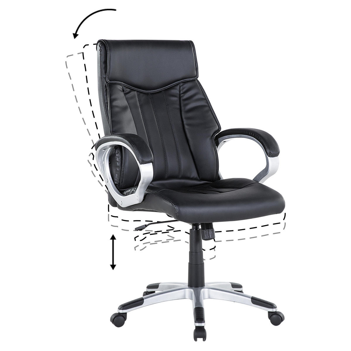 BÜROSTUHL Kunstleder Schwarz Triumph - Schwarz, Kunststoff/Textil (68/111/68cm) - Beliani