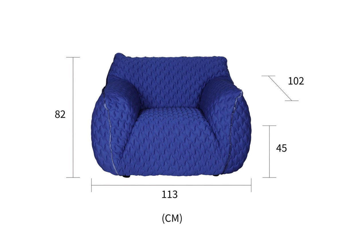 SESSEL NUA Blau 113x102x82 cm - Blau, Textil (113/82/102cm) - FURNLUX