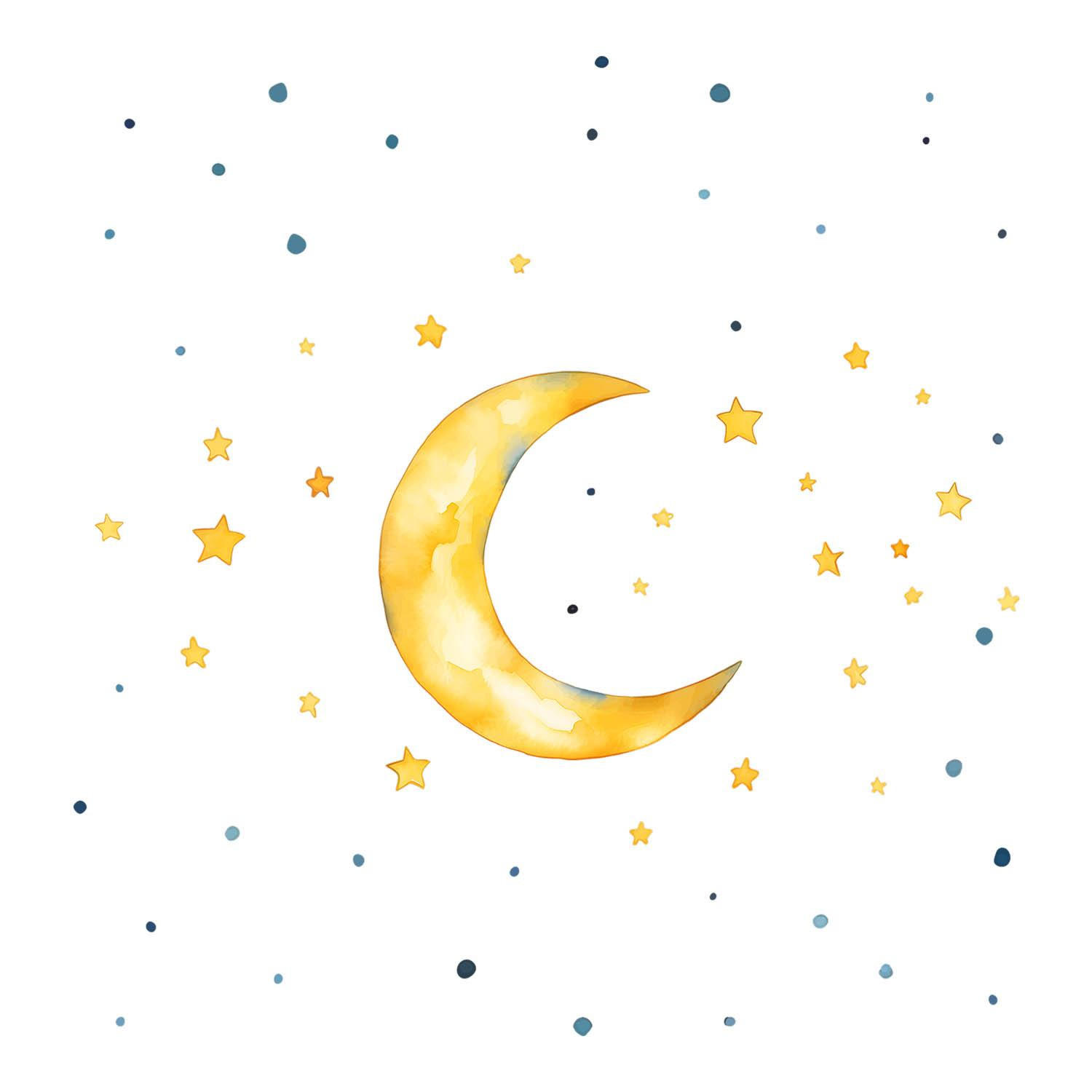 WANDAUFKLEBER 130x141cm - Nachthimmel Mond - Multicolor, Kunststoff (130/141/0.1cm) - Wallfluent