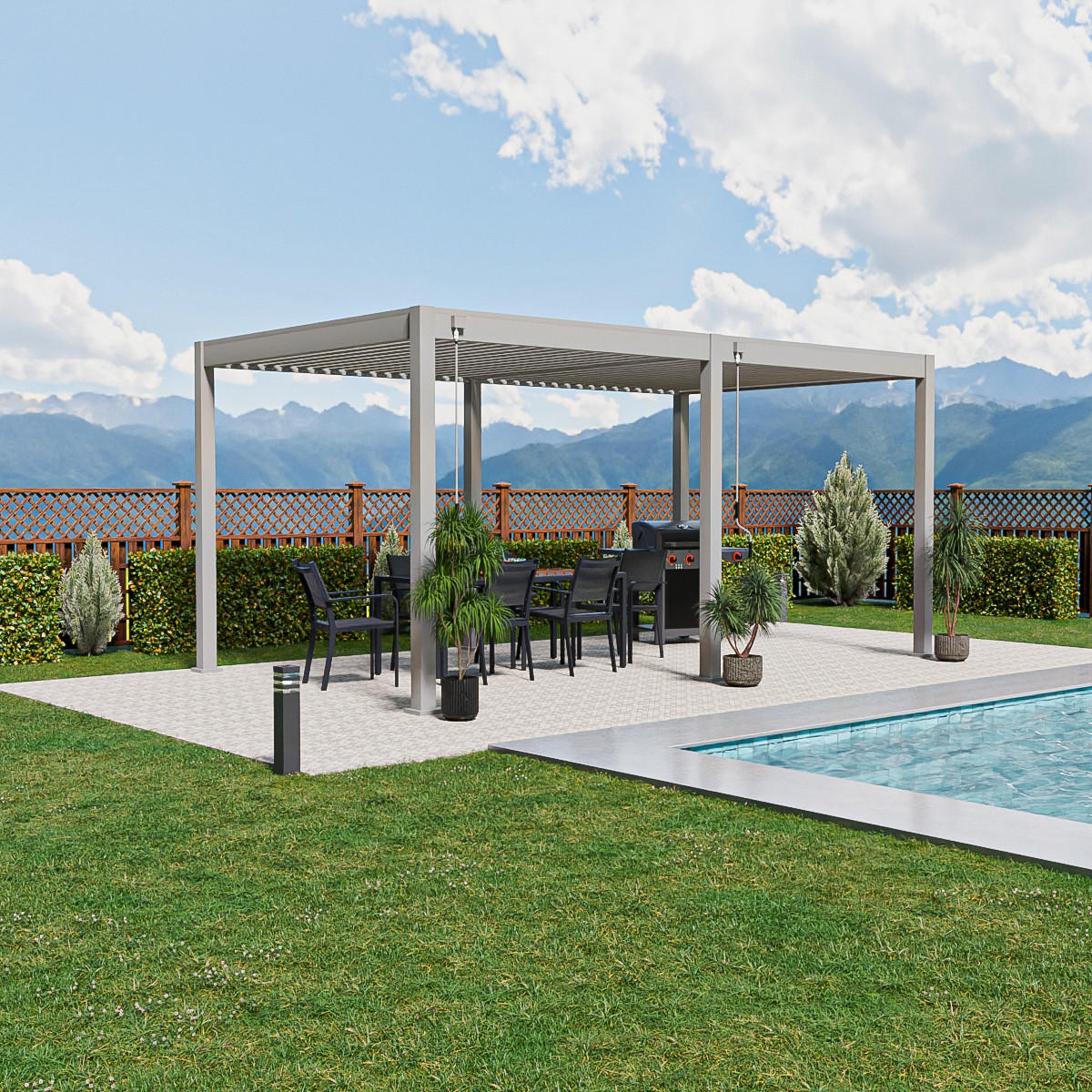 PERGOLA Trumpf Alu-Stahl Pavillon 3 x 5,3 M sand Pergola - Beige, Metall (4000/255/3000cm) - PergoLine
