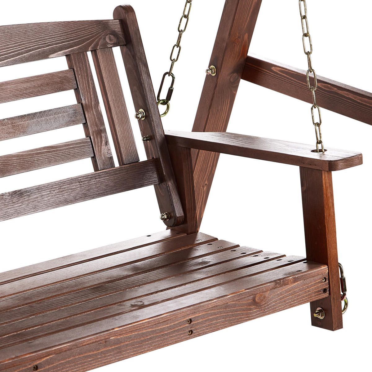 HOLLYWOODSCHAUKEL 2-Sitzer Dunkler Holzfarbton Nerito - Dunkelbraun, Holz (159/169/117cm) - Beliani