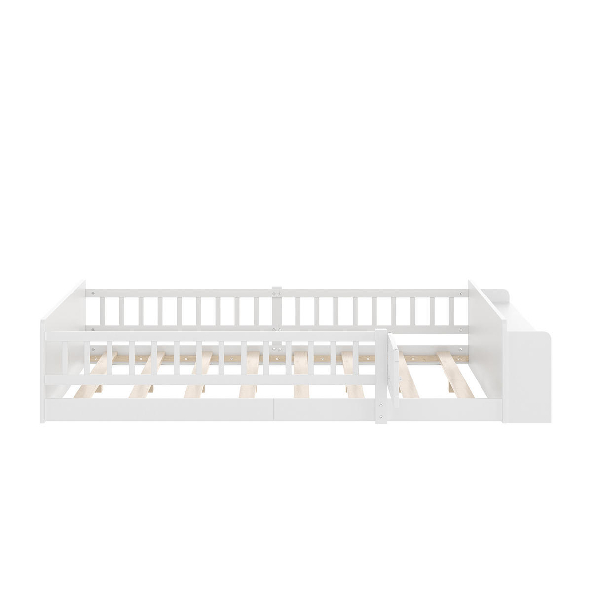KINDERBETT 140/200 cm aus Kiefer und MDF mit offenem Stauraum und aufklappbarer Zauntür Weiß - Weiß, Holz (140/200cm) - Modenvie