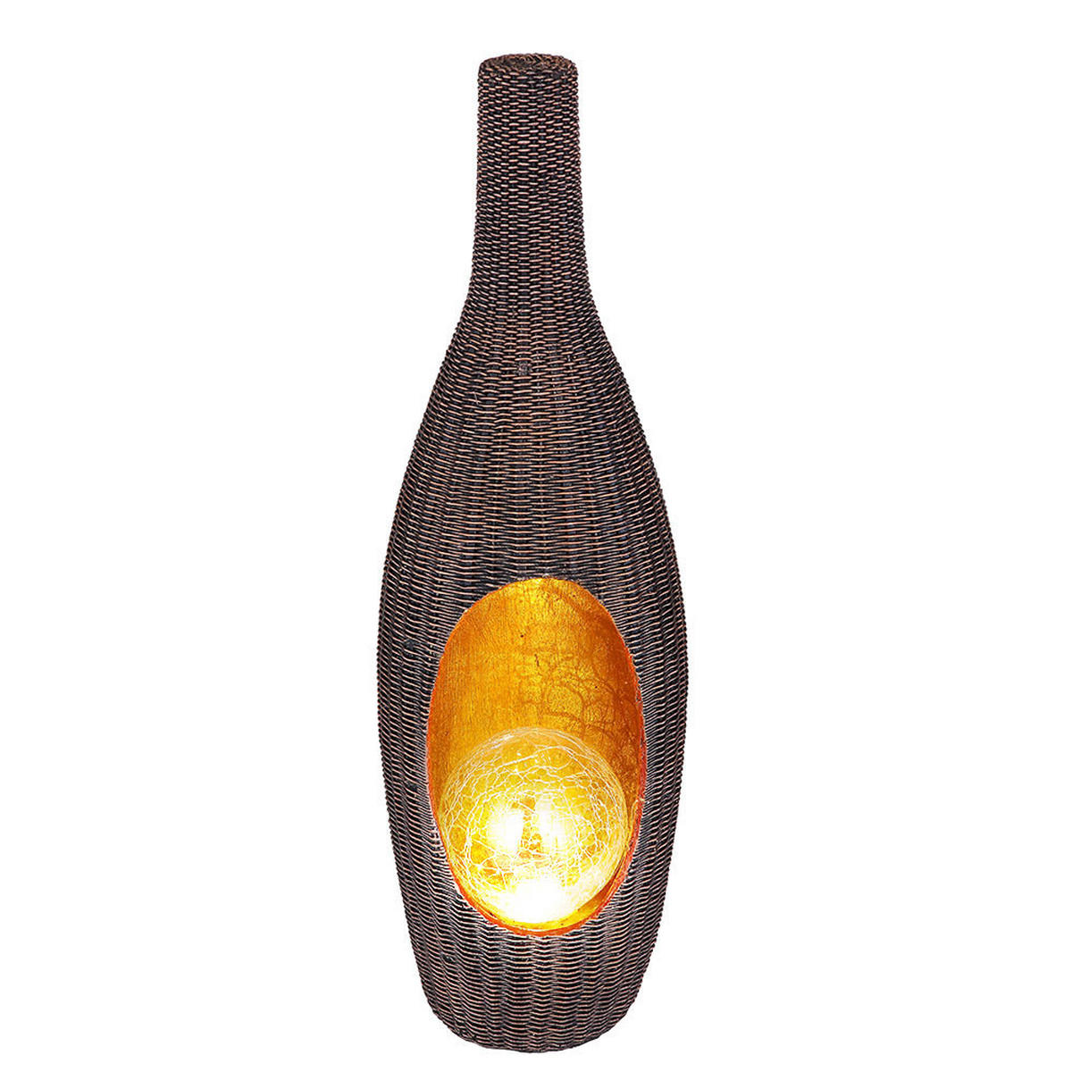 LED AUSSENLEUCHTE Rattan Braun Gold - Braun, Glas (14.3/13/45.5cm) - Globo Lighting