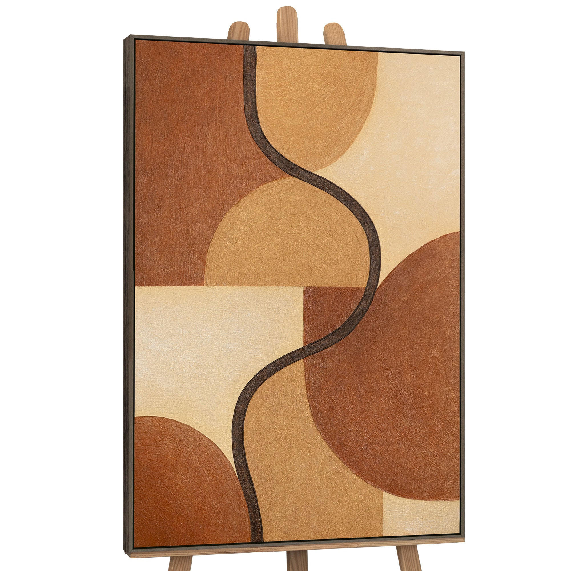 GEMÄLDE Verflechtung der Formen Schattenfugenrahmen Grau 120x80 cm - Grau, Holz (120/80cm) - YS-art gallery