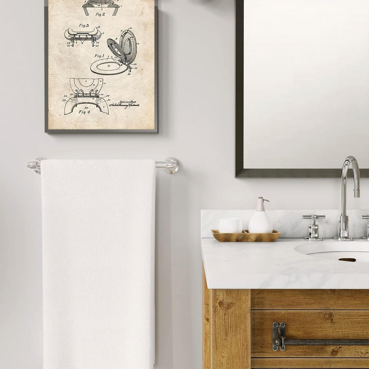 POSTER Set mit 4 Badezimmer Vintage Patent Größe A4 Rahmenlos - Klar, Papier (21/1/29.7cm) - Nacnic