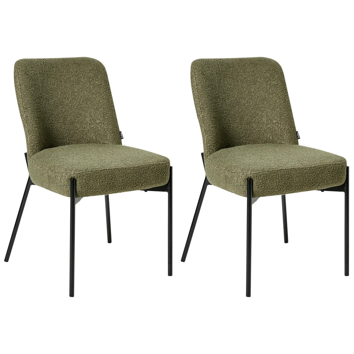 ESSZIMMERSTUHL 2er-Set Dunkelgrün Malin - Dunkelgrün/Schwarz, Textil (49/83/59cm) - Beliani