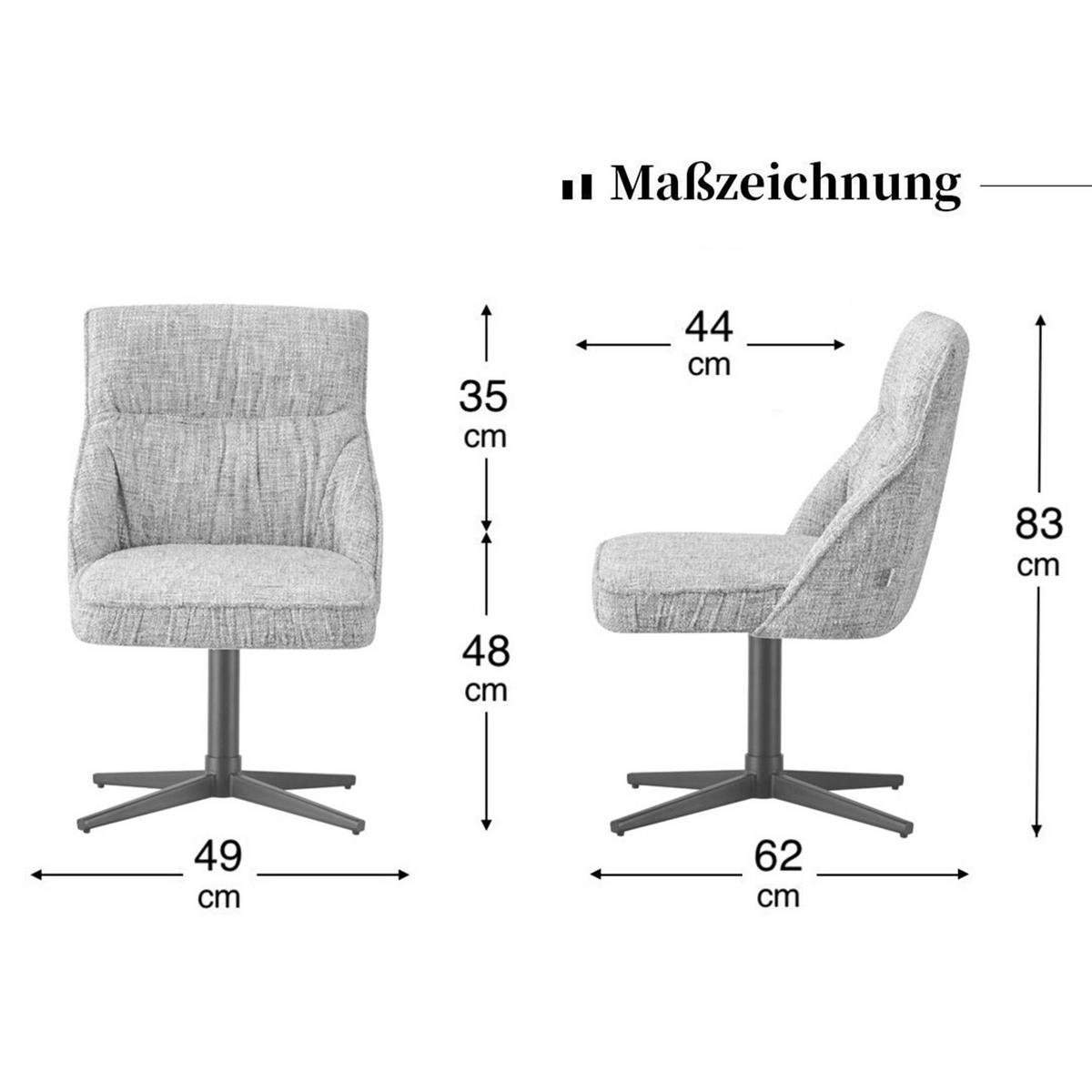 ESSZIMMERSTUHL LORENA 2er-Set - Dunkelgrau/Schwarz, Textil/Metall (49/83/62cm) - DUBI Möbel
