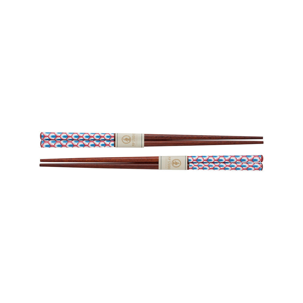 GESCHENKSET Bowls 15 cm & chopsticks oriental blumenfestival blu - Blau, Keramik - Pip Studio
