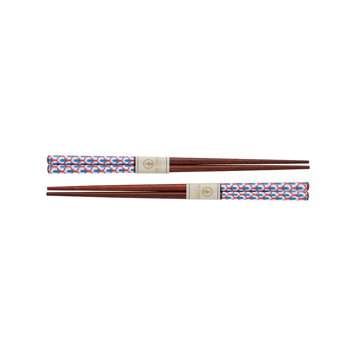 GESCHENKSET Bowls 15 cm & chopsticks oriental blumenfestival blu - Blau, Keramik - Pip Studio