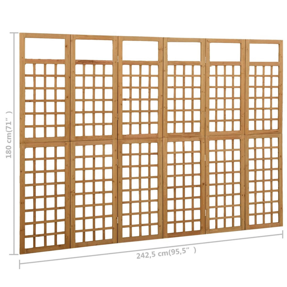 SPALIER/PARAVENT 6-Teilig Massivholz Tanne 242,5/180 Cm - Braun, Holz (180/2/242.5cm) - vidaXL