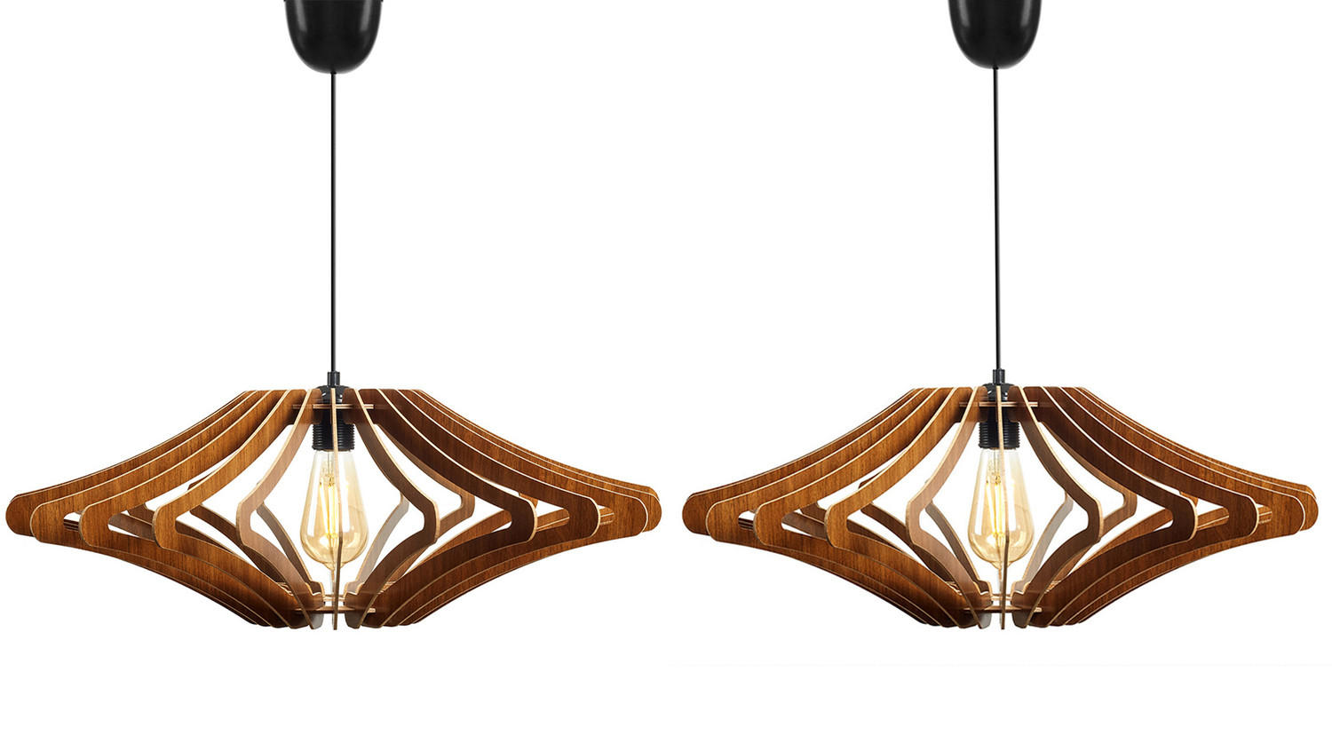 HÄNGELAMPE ZAGORA Walnuss Dekor Holz - Nussbaumfarben, Holz (47/47/55cm) - KAWOLA