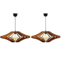 HÄNGELAMPE ZAGORA Walnuss Dekor Holz - Nussbaumfarben, Holz (47/47/55cm) - KAWOLA