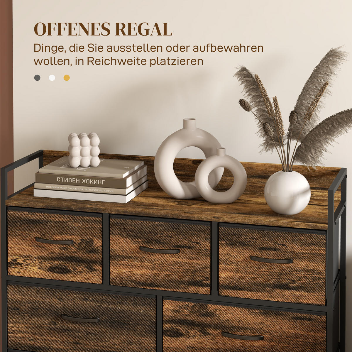 KOMMODE, Sideboard, Rustikal-Braun - Braun, Textil (29/85/98cm) - HOMCOM