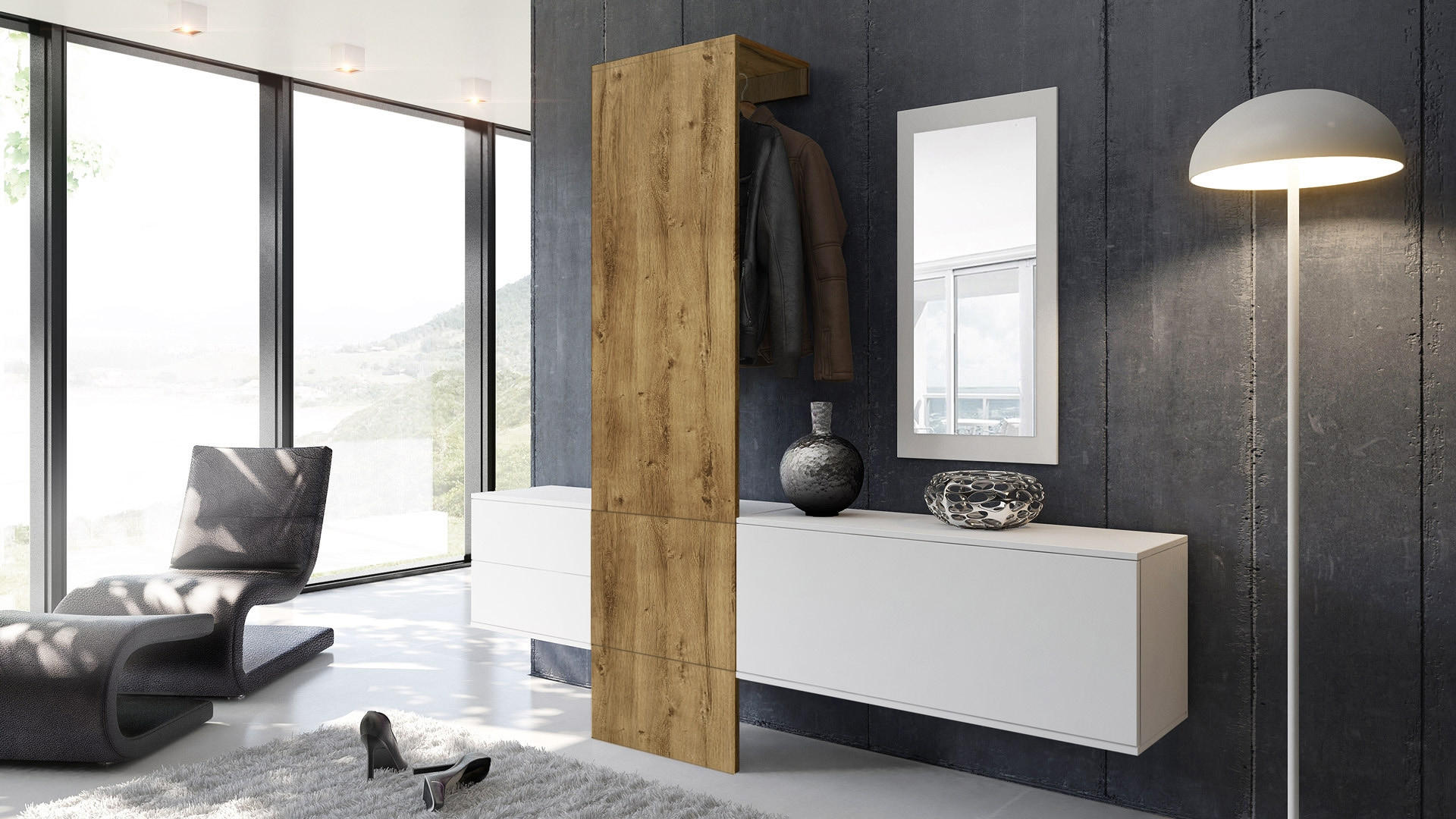 GARDEROBE Carlton Paneel in Eiche Ribbeck - Alteiche, Holzwerkstoff (208/193/35cm) - Vladon