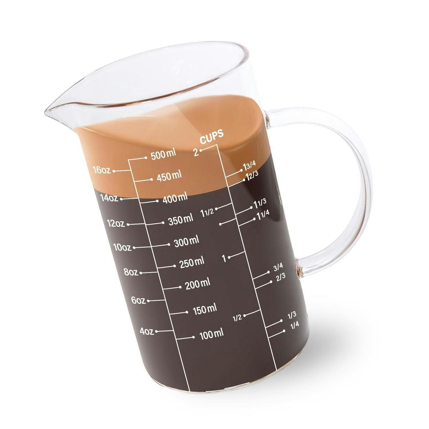 MESSBECHER Glas 500 ml mit drei Skalen und Auslauf - Transparent, Glas (0.5L)