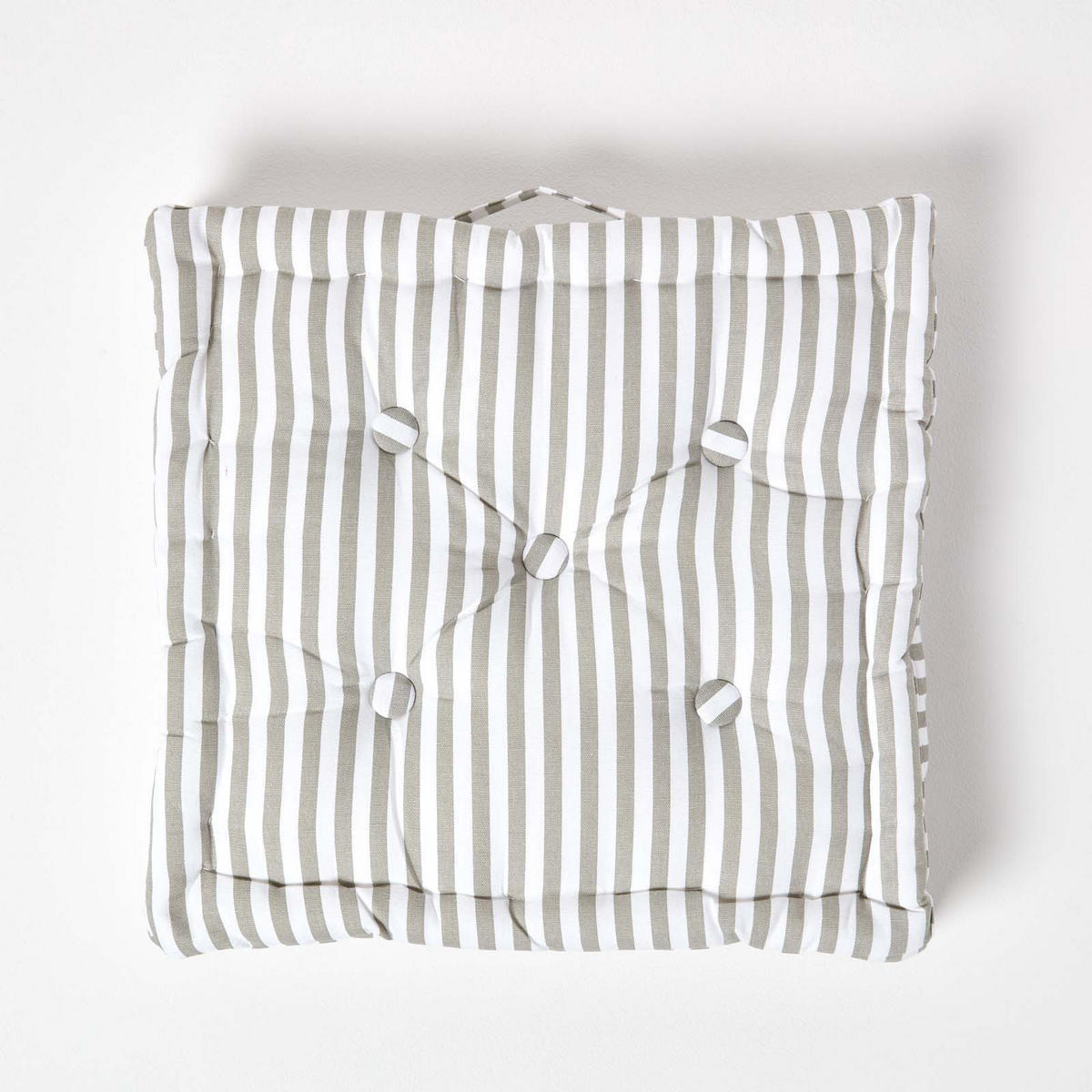 SITZKISSEN grau-weiß gestreift 40/40/8 cm - Grau, Textil (40/40/8cm) - Homescapes