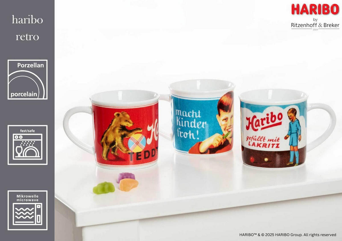 BECHER RETRO Haribo bunt 380 ml 6er Set - Multicolor, Keramik (380L) - Ritzenhoff Breker