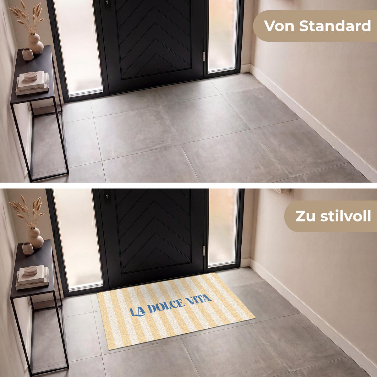 FUSSMATTE Blau – Gelb – Streifen – La Dolce Vita 120x80 cm - Hellgelb, Kunststoff (120/0.4cm) - MuchoWow