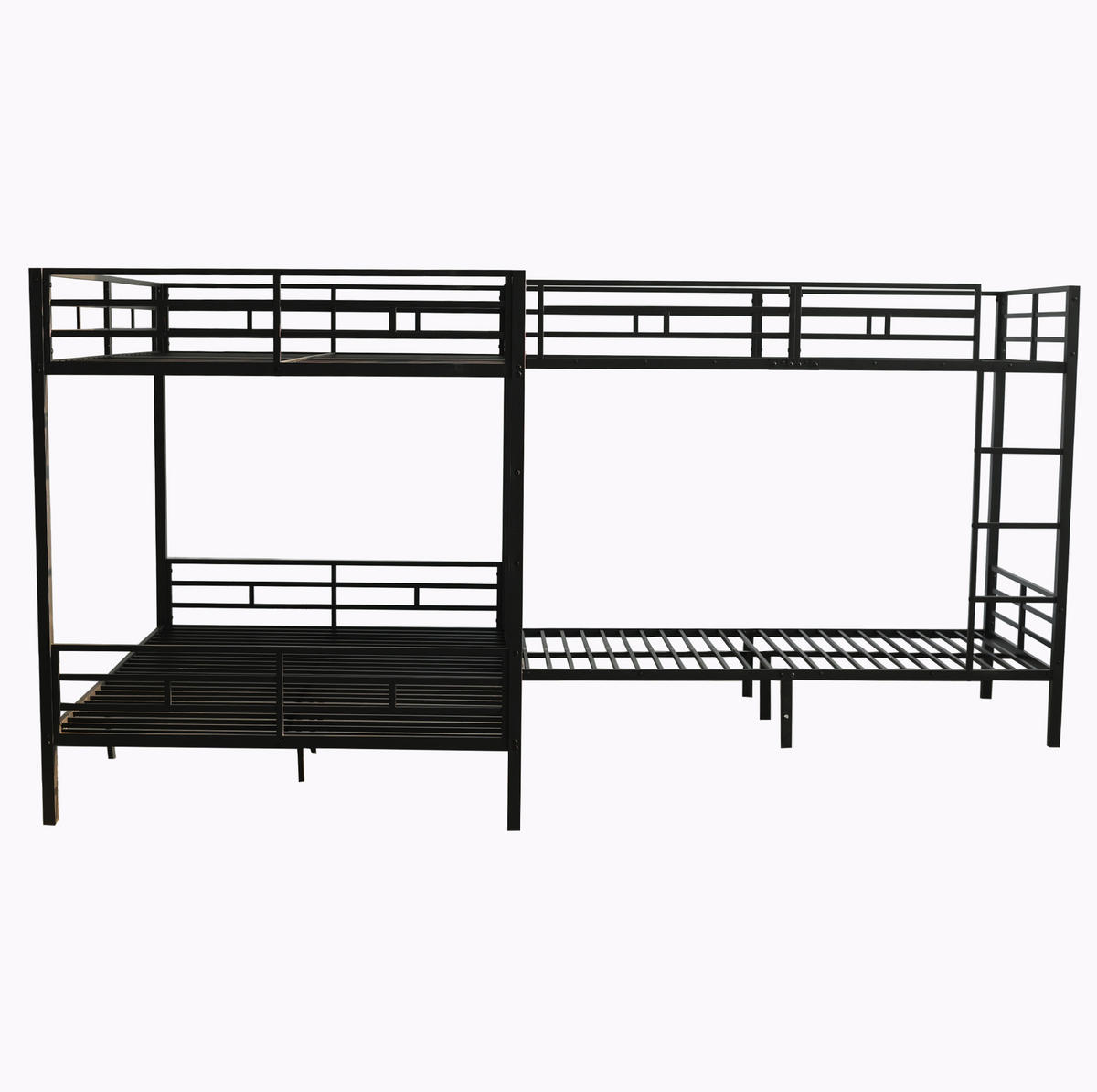 ETAGENBETT 90/200 & 140/200 cm aus Eisen und Holz mit dreistufiger Leiter Schwarz - Schwarz, Metall (90/200cm) - Modenvie