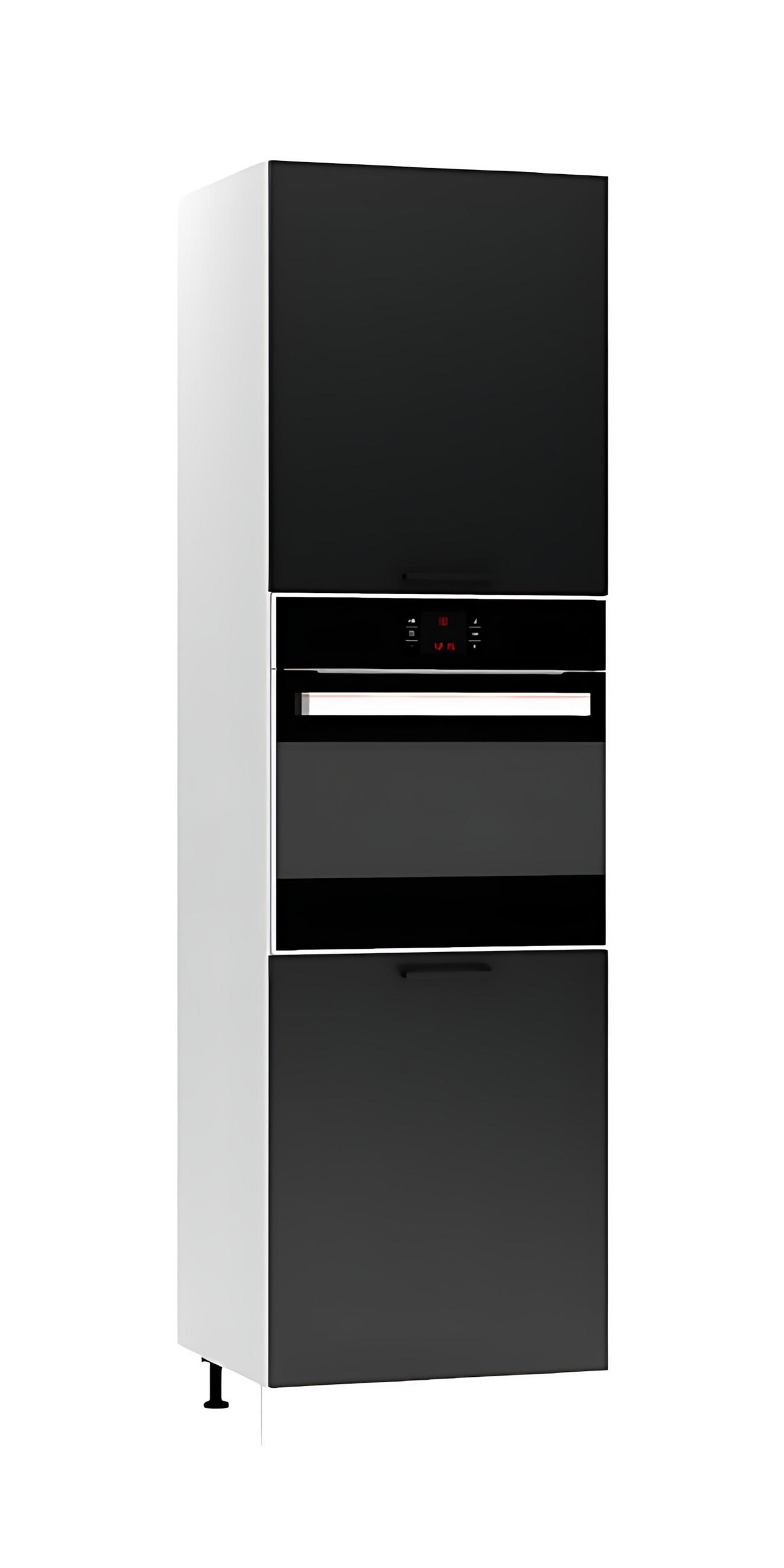 MIKROWELLENUMBAUSCHRANK D60PK/2133 P/L - Dnoria - Elegante Geräte-Integration - Schwarz, Holz/Metall (60/213.3/56cm) - ROYAL24_MARKT