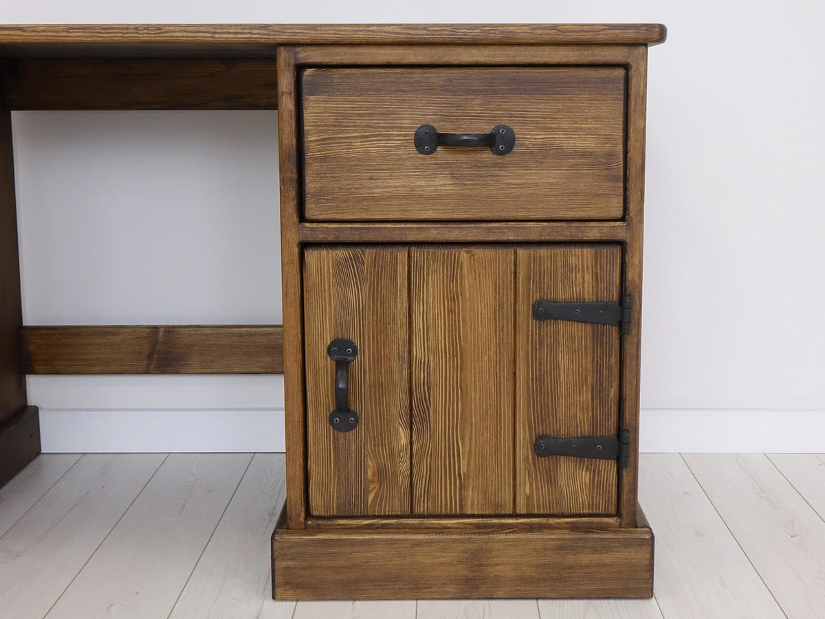 SCHREIBTISCH aus Massivholz Rustyk 2 - Dunkelbraun/Schwarz, Holz (110/60/75cm) - Seart