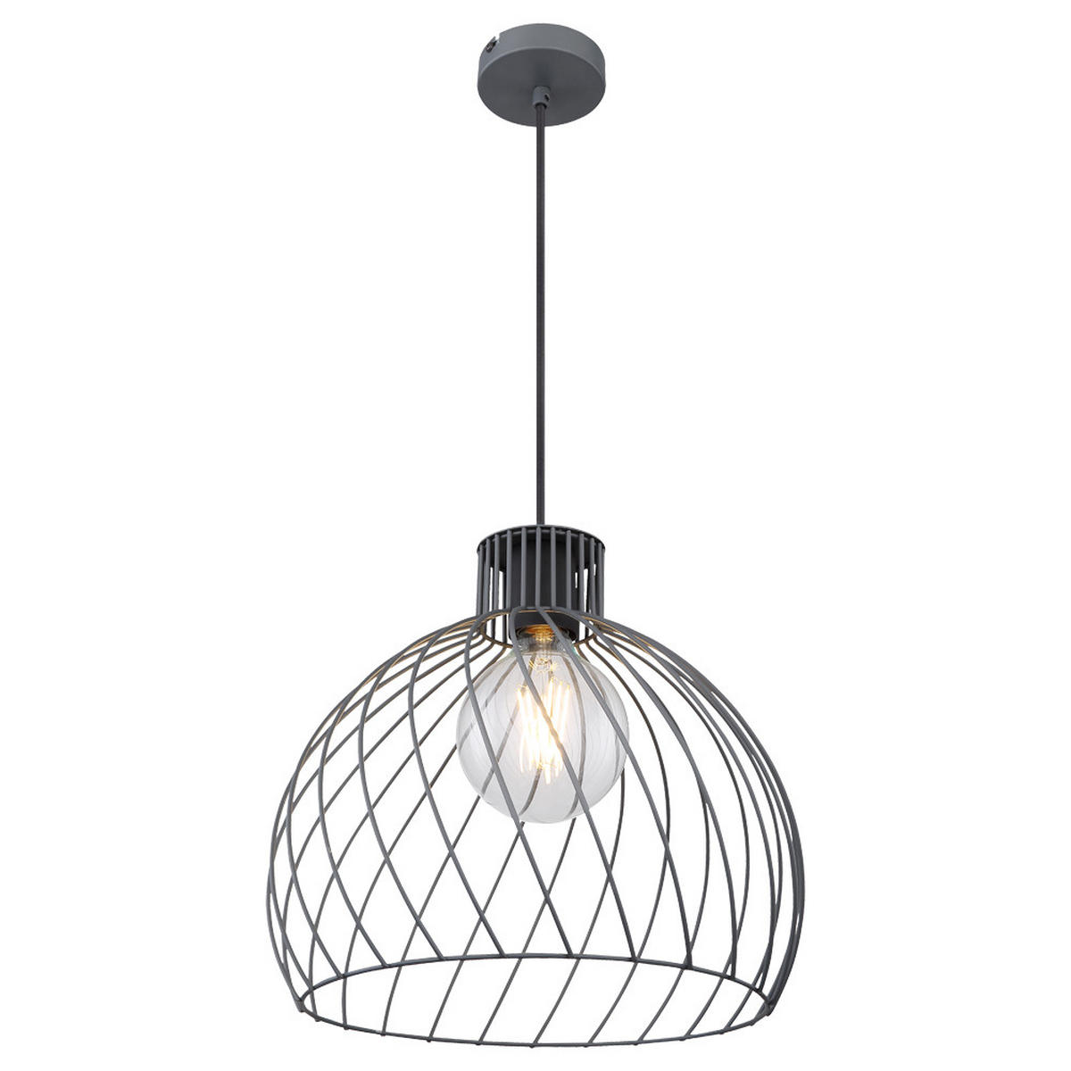 HÄNGELEUCHTE Metall Geflecht Grau - Grau, Metall (35/35/120cm)