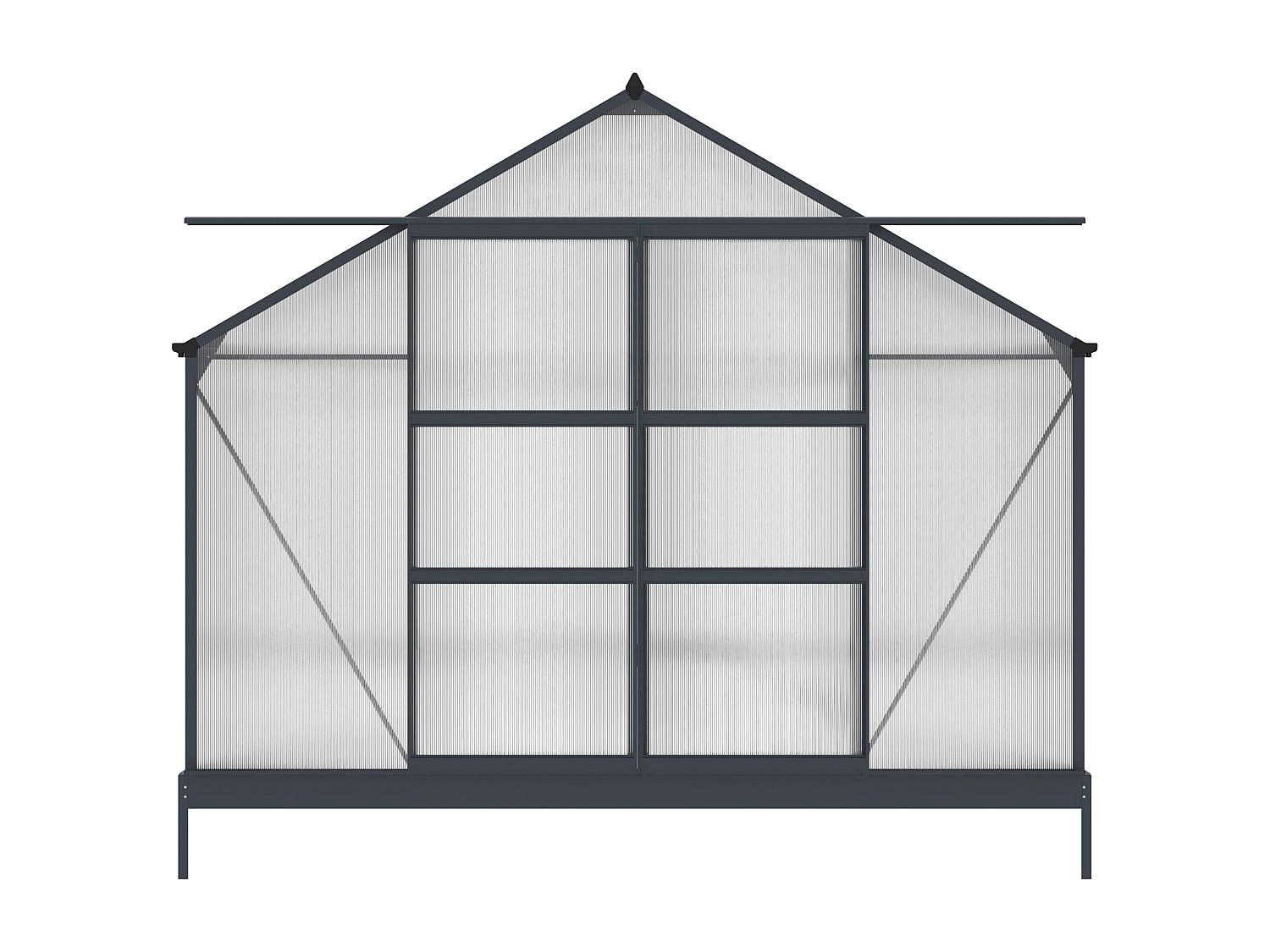 SELBSTTRAGENDES Gewächshaus - 303 cm x 543 cm - plastik - anthrazitgrau Ixora - Anthrazit, Kunststoff (303/157/543cm) - Vente-Unique