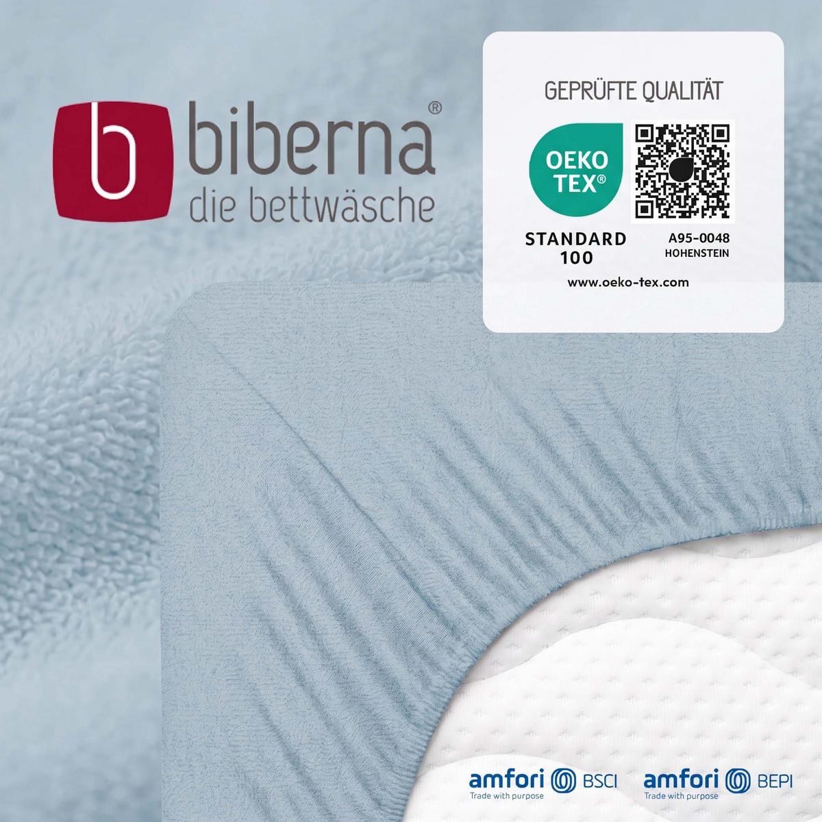 SPANNBETTTUCH Premium Frottee taubenblau, 180x200 cm - 200x200 cm - Blaugrau, Textil (200/200cm) - biberna