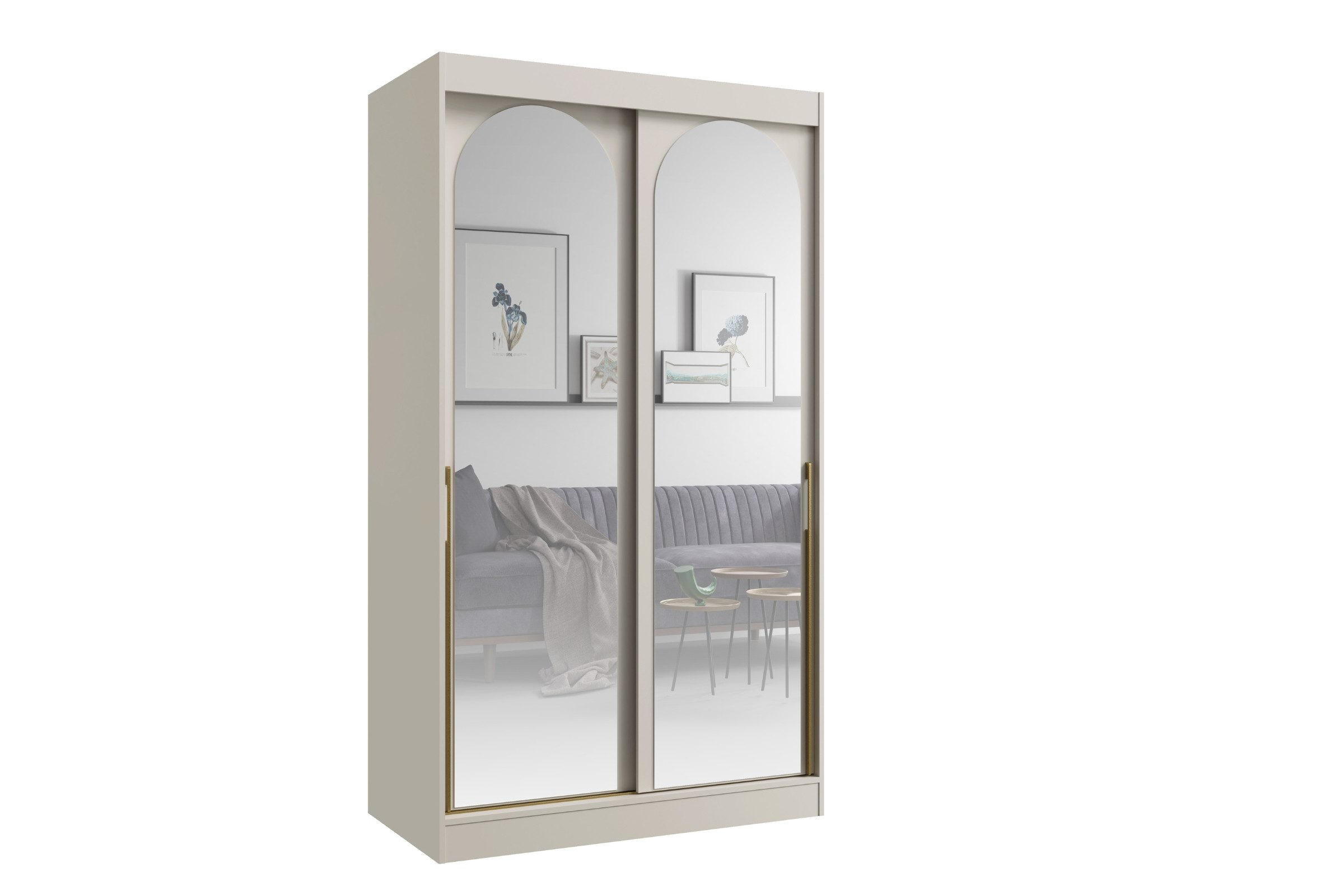 SCHIEBETÜRENSCHRANK MOSSA 120 / 215 / 65 cm in Kaschmir / Gold - Kaschmir/Goldfarben, Holzwerkstoff (120/215/65cm) - Deine Möbel 24