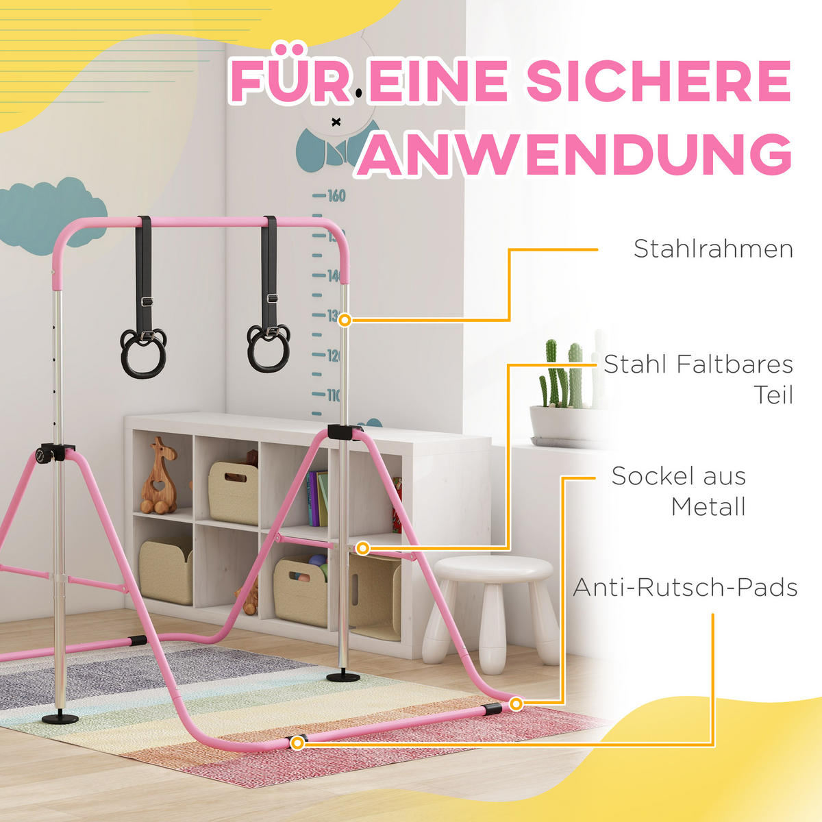 KINDERTURNSTANGE - Rosa, Metall (105/128/148cm) - HOMCOM
