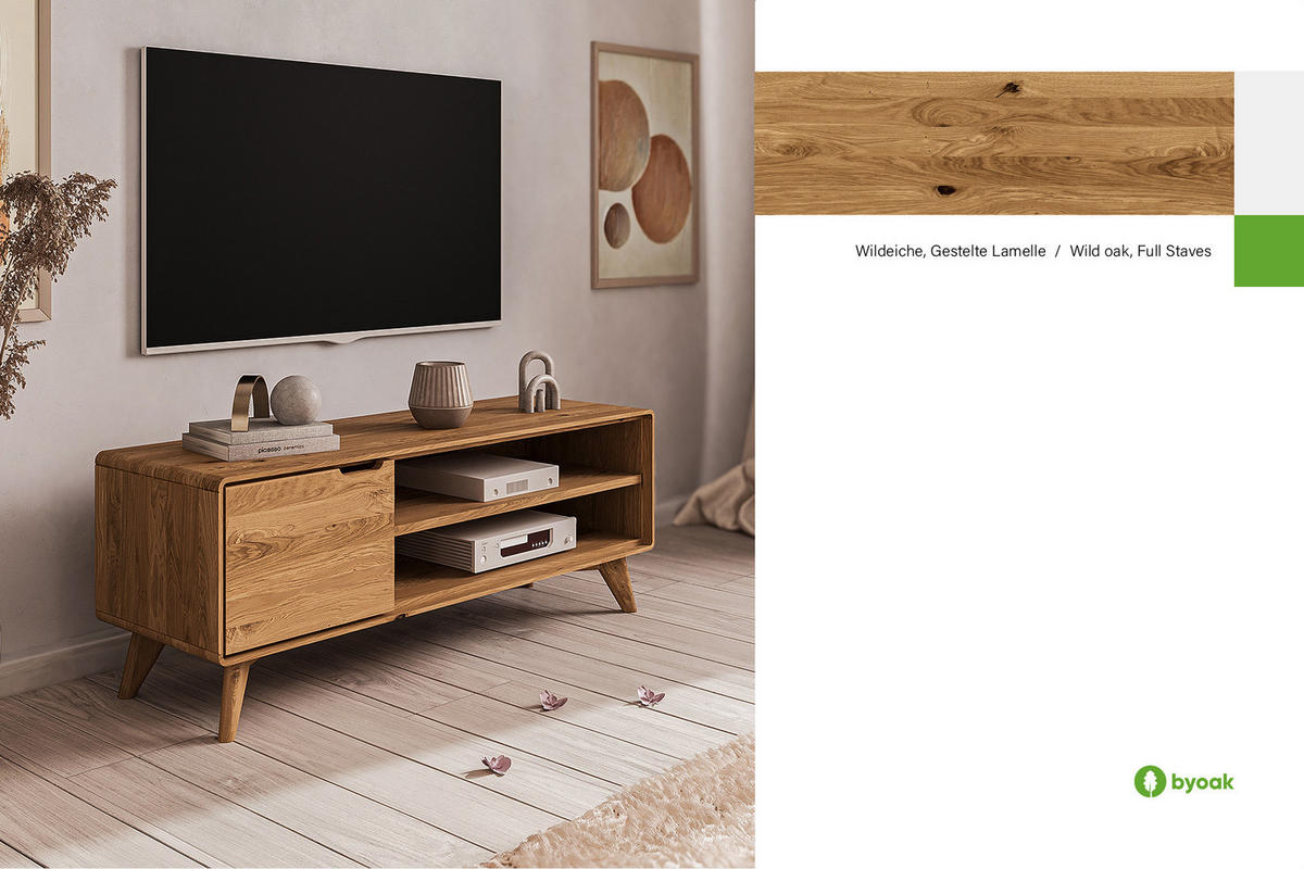 GREG HIFI-SCHRANK Wildeiche - Wildeiche, Holz (134/48/40cm) - byoak