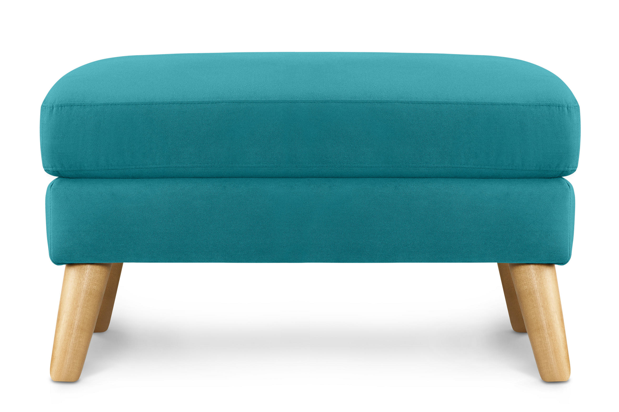 SITZHOCKER TAGIO Pouffe, türkis - Türkis/Braun, Buchenholz/Textil (65/46/80cm) - KONSIMO®