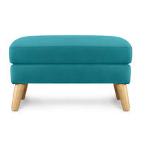 SITZHOCKER TAGIO Pouffe, türkis - Türkis/Braun, Buchenholz/Textil (65/46/80cm) - KONSIMO®