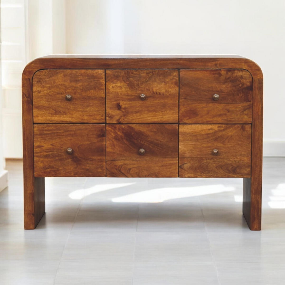 KOMMODE mit edlem Kastanien-Finish, 6 Schubladen, braun - Braun, Holz (110/80/35cm) - Artisan Furniture