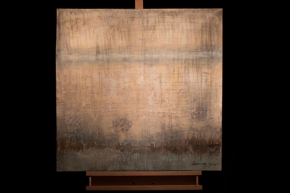 ACRYLBILD HANDGEMALT 80/80 cm - Beige, Holz/Textil (80/80cm) - KUNSTLOFT
