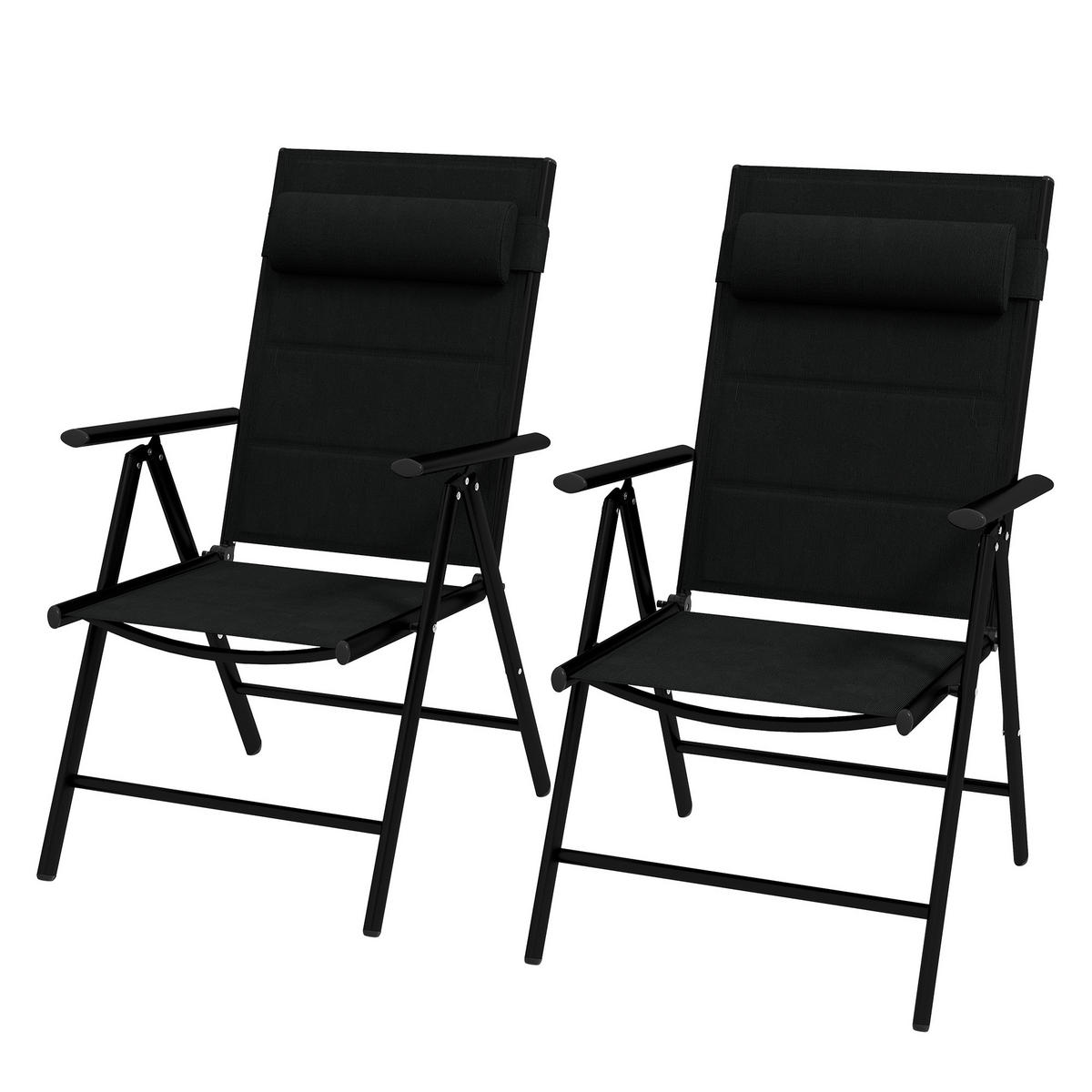 KLAPPSESSEL Schwarz 2 Stück - Schwarz, Metall (54/108/67cm) - GiPP
