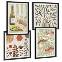 BILDER SET 4er Set - 50x50 cm & 40x60 cm Schwarzer Rahmen - Rustikale Cocktails mit Olivenblüten - Schwarz, Kunststoff (50/50cm) - TULUP