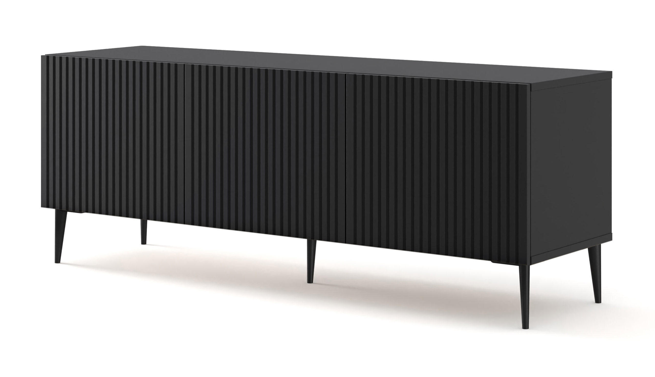 TV LOWBOARD Schwarz, Schwarz, Schwarz 150/56/42 - Schwarz, Holzwerkstoff (150/56/42cm) - RAUMHIRSCH FURNITURE