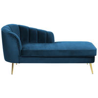 CHAISELONGUE Samtstoff marineblau linksseitig Allier - Blau/Goldfarben, Textil (150/75/76cm) - Beliani
