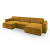 WOHNLANDSCHAFT FENTO M Gelb Velours-Stoff mit Schlaffunktion - Gelb, Holz (347/90/148cm) - MASSENO