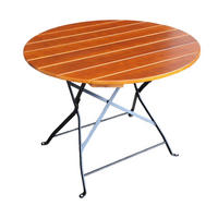 BIERGARTENTISCH BERGTAL 74x90x90cm Ø90cm Klappbar Eschenholz Schwarz/Braun 3 Personen - Braun, Holz (90/90/74cm) - CHEFGASTRO