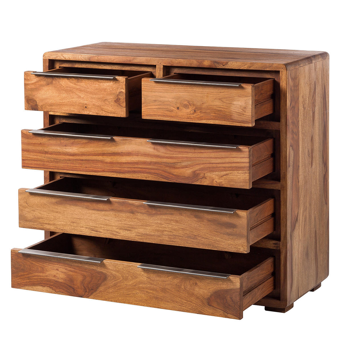 KOMMODE - Sheesham massiv - Sheeshamfarben, Holz (100/90/46cm) - home24