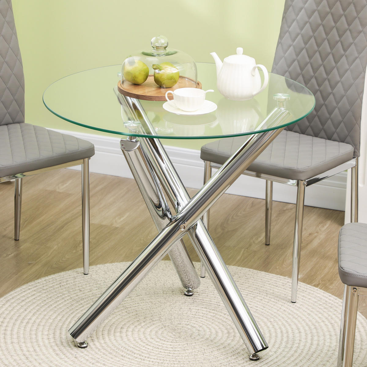 ESSTISCH, Glas, Stahl, Transparent - Transparent, Glas (80/80/74cm) - HOMCOM