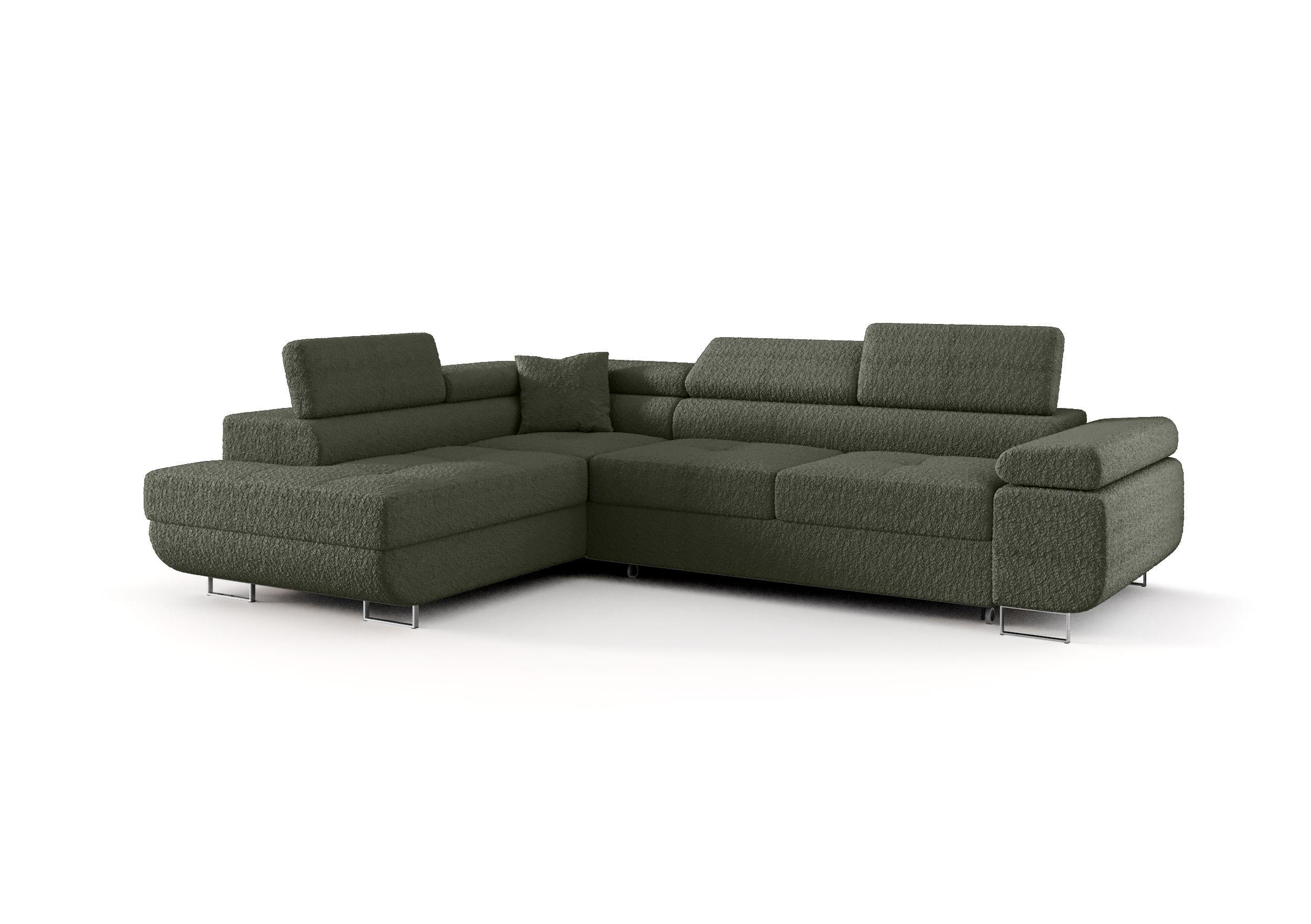 ECKSOFA EMILY mit Schlaffunktion Quelle 37 Links - Dunkelgrün, Textil (275/200cm) - Bedante